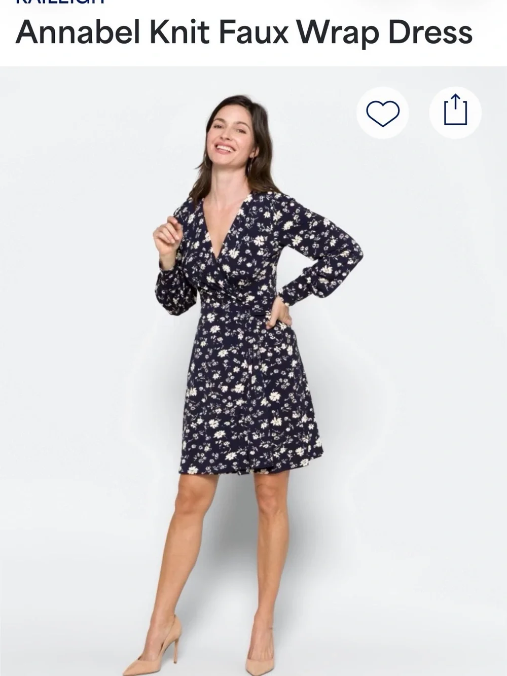 Kaleigh Annabel Knit Faux Wrap Dress (Navy)